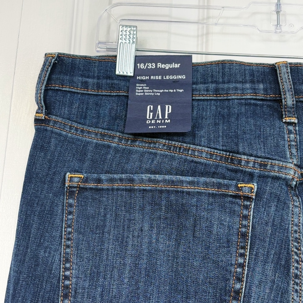 NWT Gap Dark Wash Indigo Denim High Rise Crop Legging Jeans 16 - Picture 15 of 16